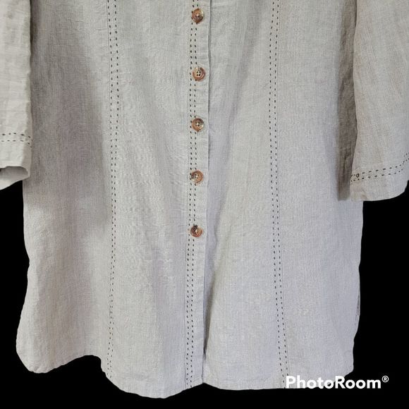 E-col-o-gie 100% Linen Button Down Top - Picture 7 of 15